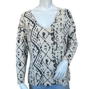 Anthropologie HWR Beige Animal Print Oversized Wool Cashmere Blend Sweater Small